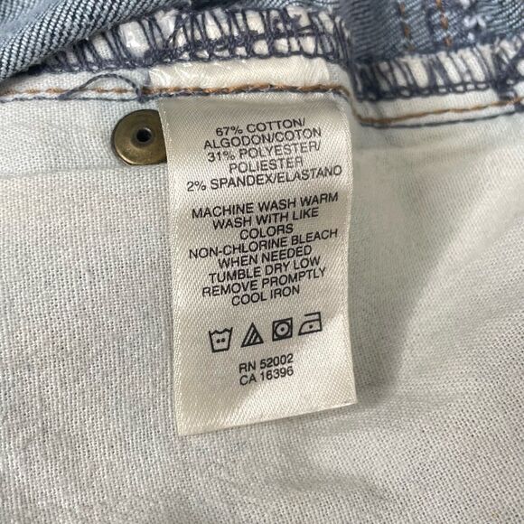 DKNY Denim Mini Skirt Sz 11 Distressed Grunge Y2K Stretch Ruched Pencil 90s - Picture 4 of 8